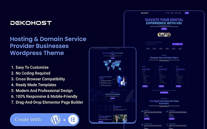 Dekohost – Web Hosting & Domain Services WordPress Theme | Premium Website Templates & Themes | Travolgi Themes