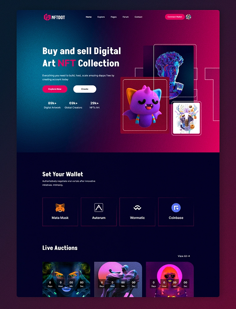 NFTDOT - NFT Marketplace HTML template | Premium Website Templates & Themes | Travolgi Themes